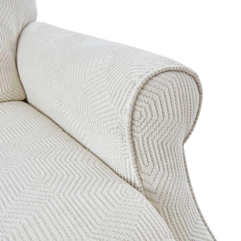 Cranberry Push Back Recliner Ivory: Madison Park, Elegant Jacquard Fabric, Turned Wood Legs, No Tools Assembly