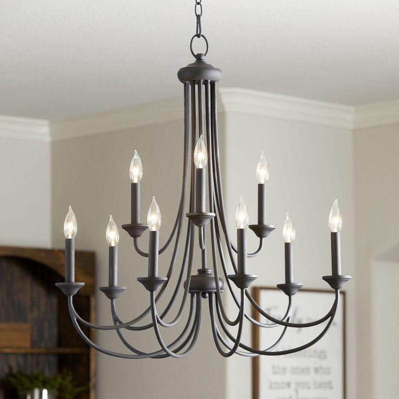 Black 32" 9-Light Candle Chandelier with Noir Finish