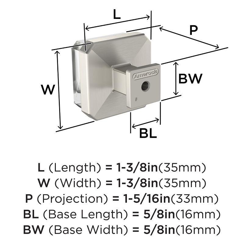 Glacio 1-3/8 inch Clear Satin Nickel Square Knob