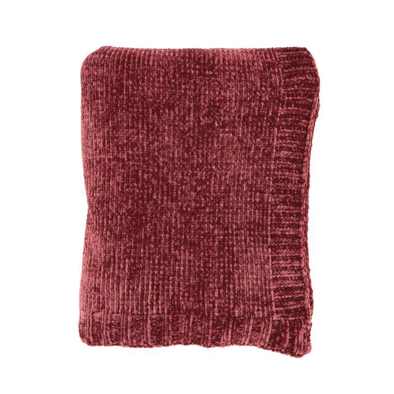 Burgundy Chenille Knit Throw Blanket 50" x 60"