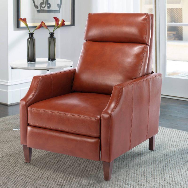 Mid-Century Caramel Leather Push-Back Recliner