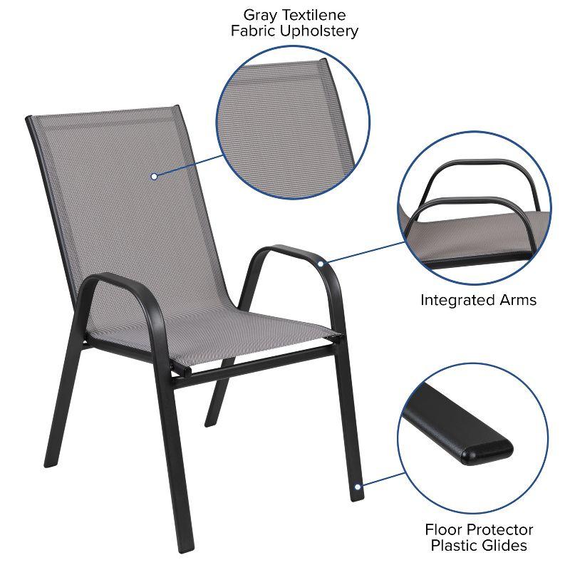 Streamlined Gray Outdoor Stackable Dining Chair with Flex Comfort