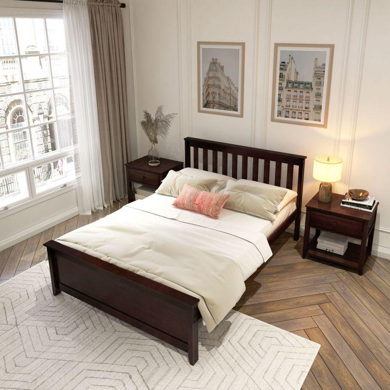 Plank+Beam Classic Solid Wood Full Size Bed Frame with Headboard for Adults