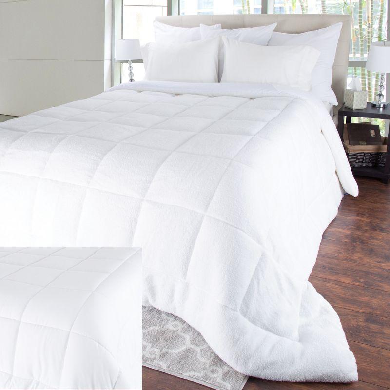 White Twin Reversible Down Alternative Comforter with Microfiber