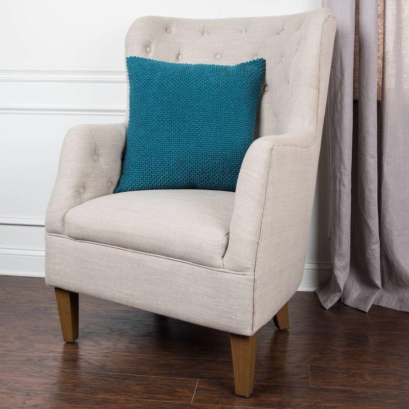 20"x20" Oversize Poly Filled Solid Square Throw Pillow Dark Teal - Rizzy Home: Cotton Canvas, Zippered, Indoor Use