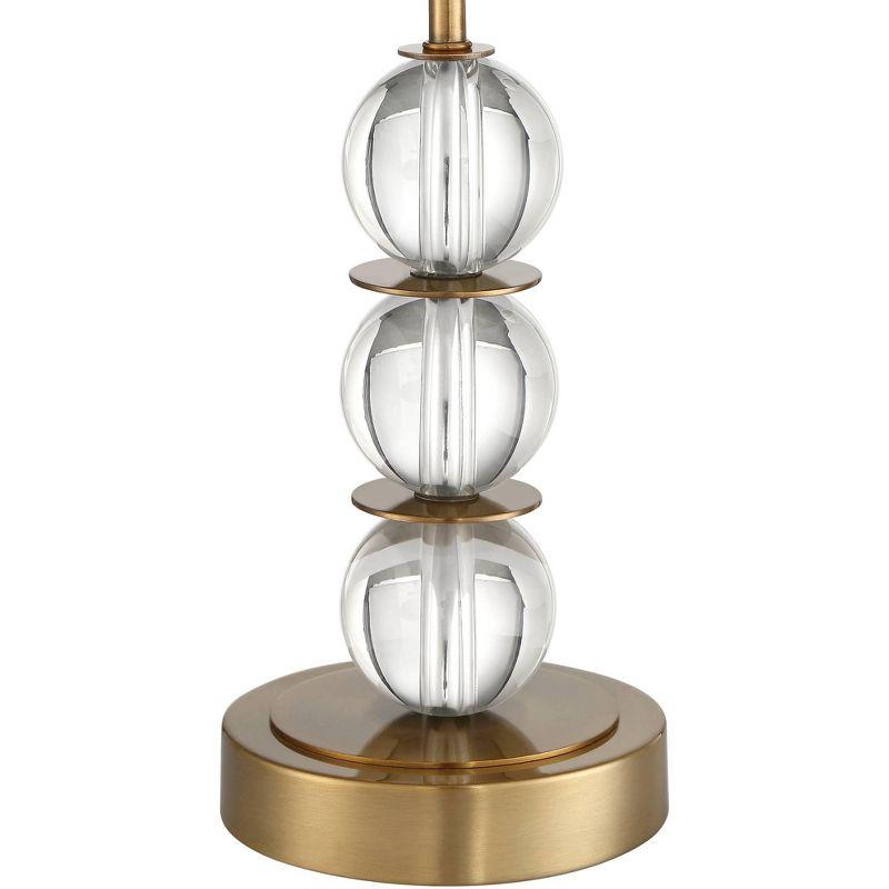 Vienna Full Spectrum Halston Art Deco Buffet Table Lamp 32 1/2" Tall Crystal Ball Brass Metal Off White Fabric Drum Shade for Bedroom Living Room Kids