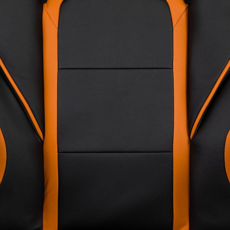 Black and Orange Reclining Gaming Chair with Massaging Lumbar