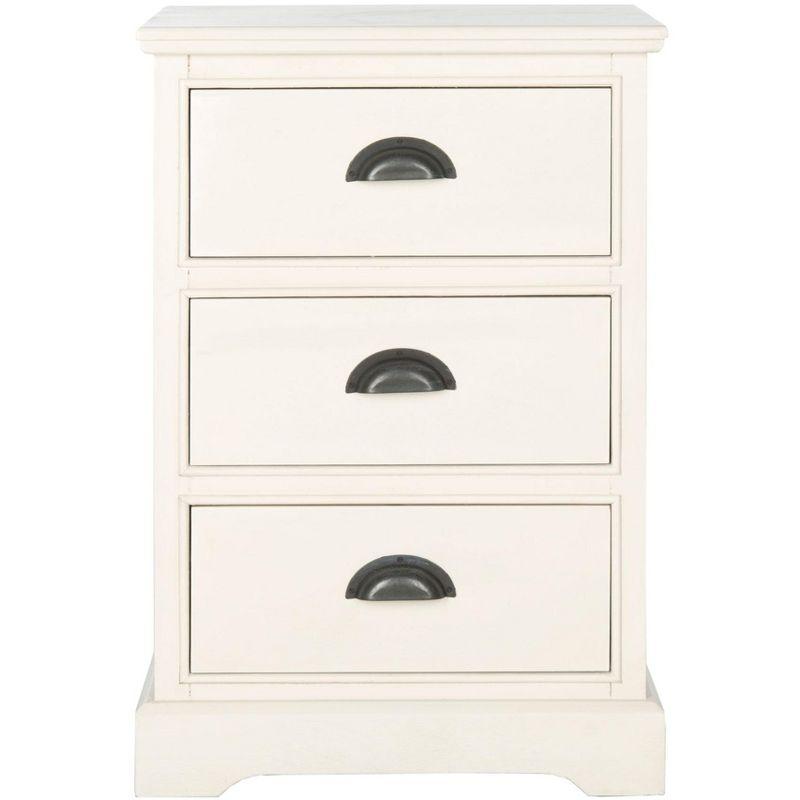 Transitional White Pine 3-Drawer Rectangular Side Table