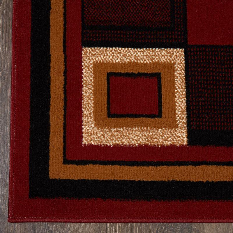 Home Dynamix Ariana Mey Contemporary Colored Block Area Rug, Red/Brown, 3-Piece Set