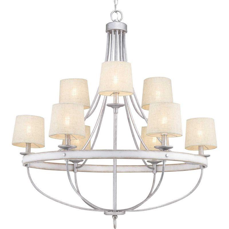 Progress Lighting Gulliver 9-Light Chandelier, Graphite, Wood Grained Texture Shade