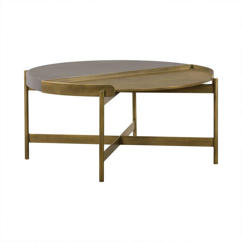 Round Gold and Gray Metal Contemporary Coffee Table