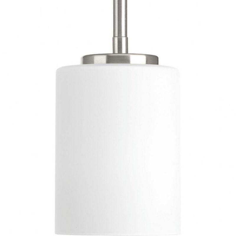 Progress Lighting Replay 1-Light Mini-Pendant, Brushed Nickel, White Glass Shade