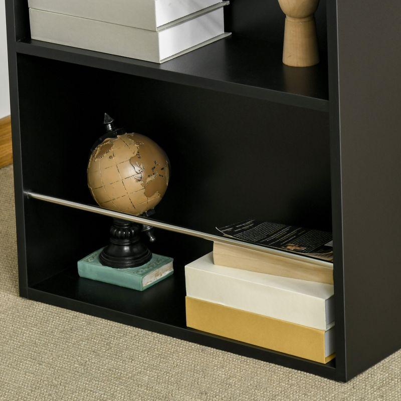 Contemporary Black Wood Bar Height Table with Storage Shelves