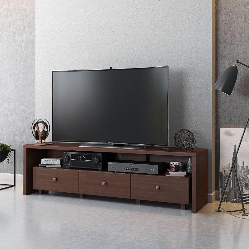 Elegant Hickory Brown TV Stand with Storage for Up to 75" TVs