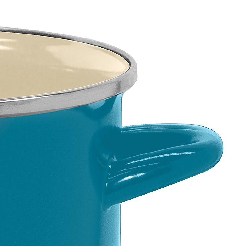 Teal 8-Quart Enamel on Steel Stockpot with Glass Lid