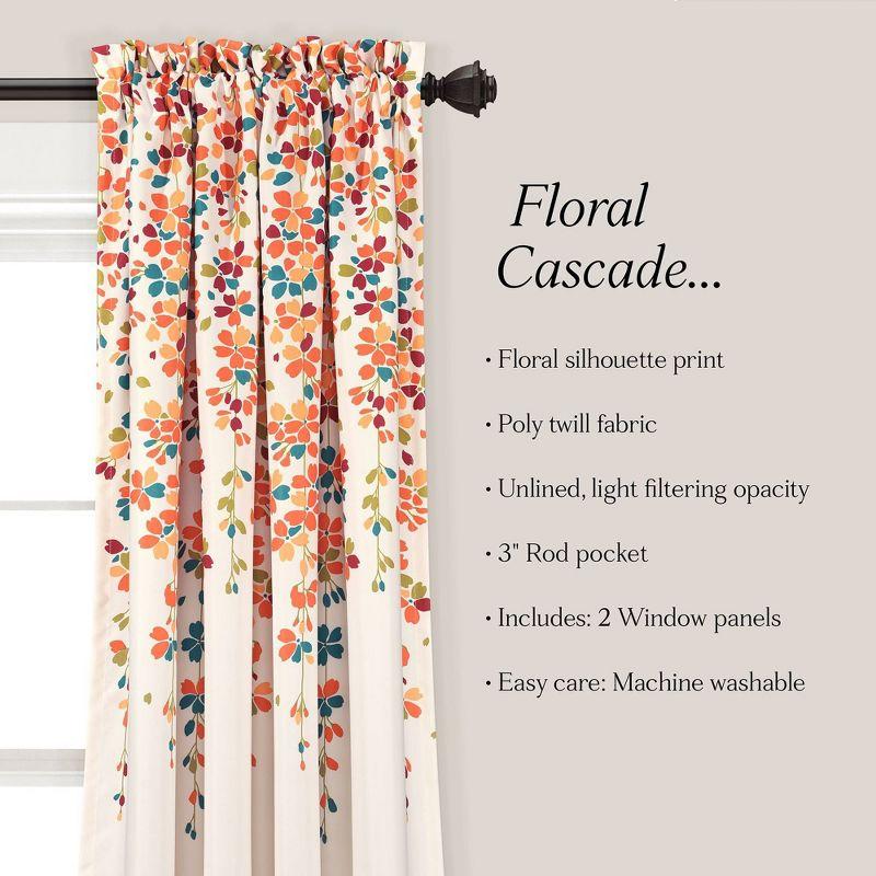 Lush Decor Weeping Flowers Floral Room Darkening Thermal Rod Pocket Curtain Panels (Set of 2)