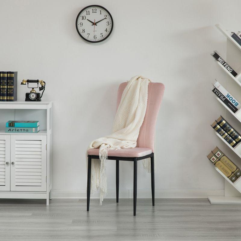 Elegant Beige Velvet Upholstered Metal Side Chair