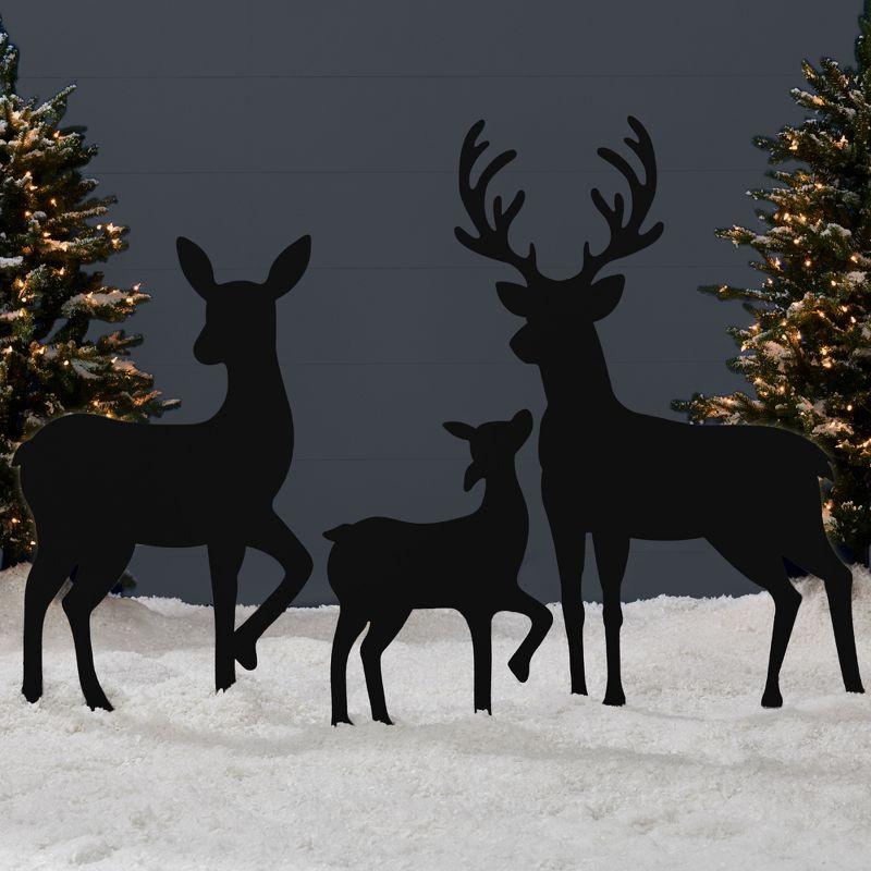 Black 46in 3-Piece PVC Deer Family Silhouette Set