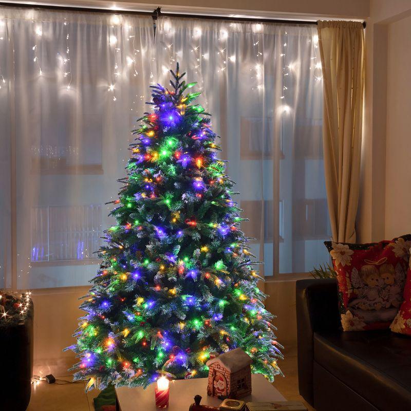 6ft Green Artificial Christmas Tree with Multicolor LED Lights