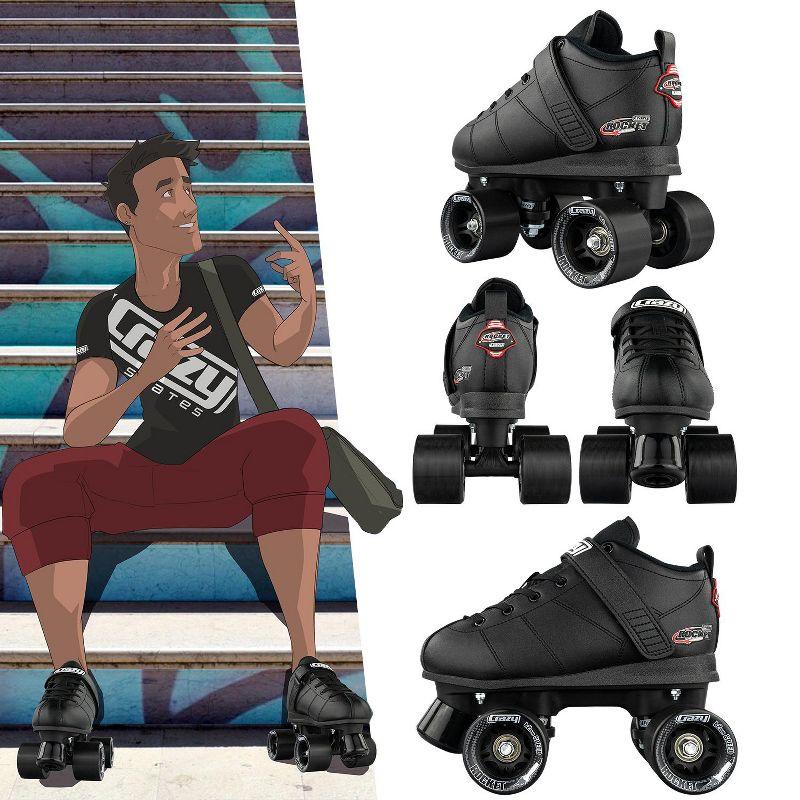 Crazy Skates Black Rocket Roller Skates - Men's Quad Skates - 5