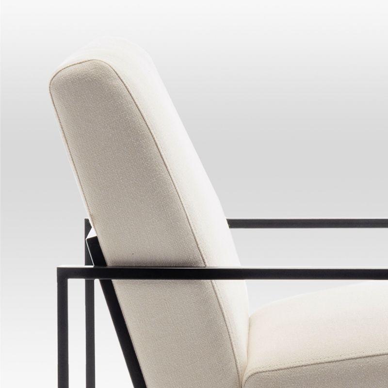 Cream Velvet and Metal Modern Accent Chair