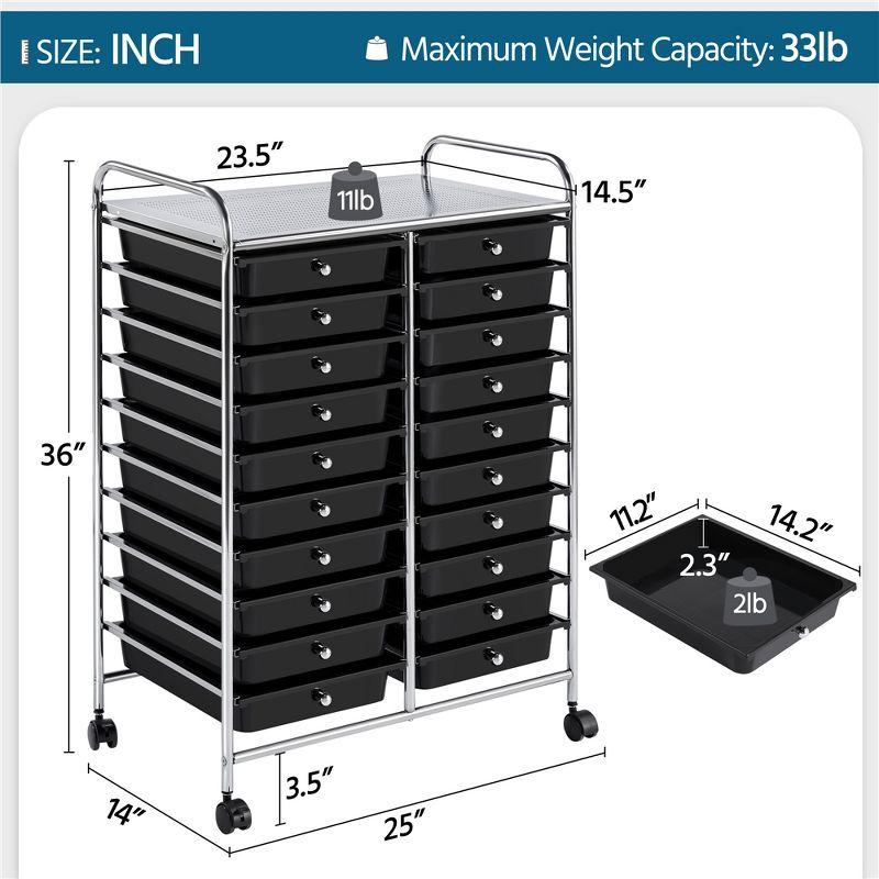 Yaheetech Drawers Rolling Storage Cart Mobile Storage Bin Trolley