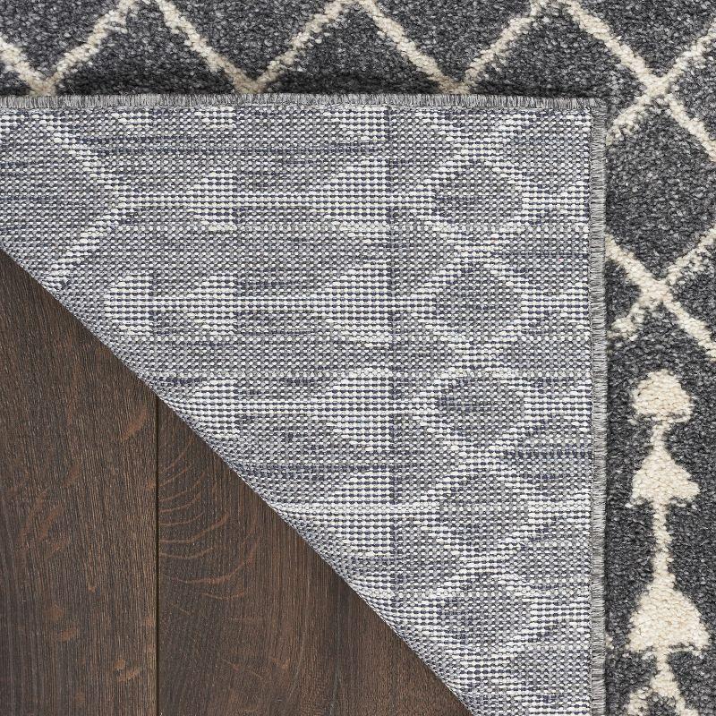 Moroccan Geometric Easy-Care Beige & Grey Synthetic Rug