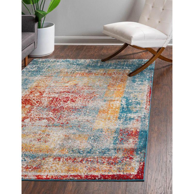 Handmade Tufted Rectangular Easy-Care Rug 4' x 6' in Blue Hues