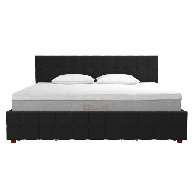 Elizabeth King Black Velvet Upholstered Storage Platform Bed