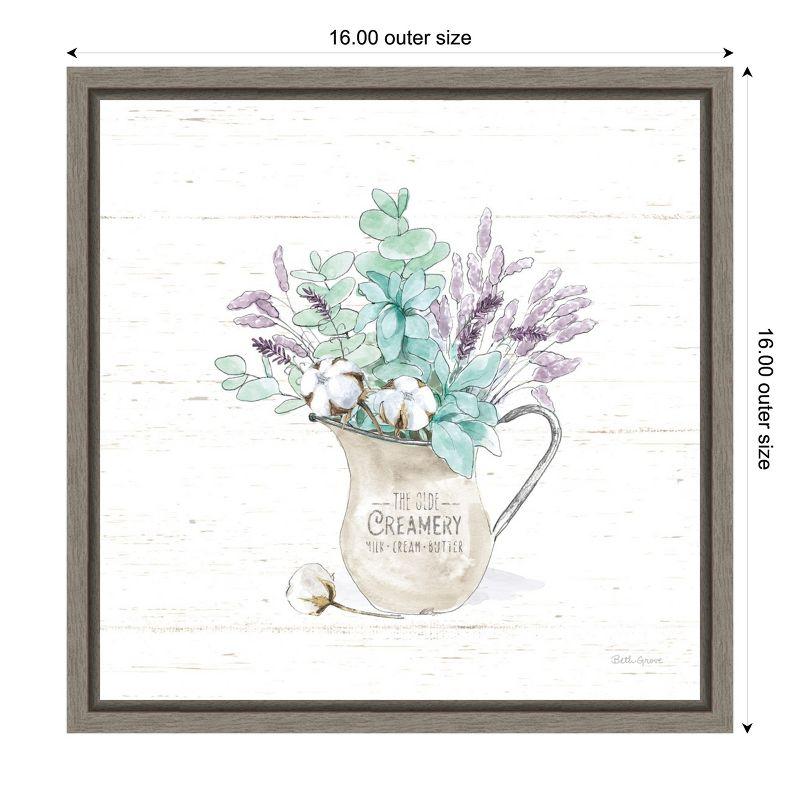 Amanti Art Farmhouse Cotton II Bouquet in Vase by Beth Grove Canvas Wall Art Print Framed 16 x 16-in.