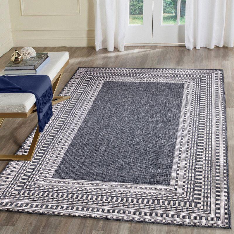 Liora Manne Malibu Etched Border Indoor/Outdoor Rug Navy 3'3" x 4'11"