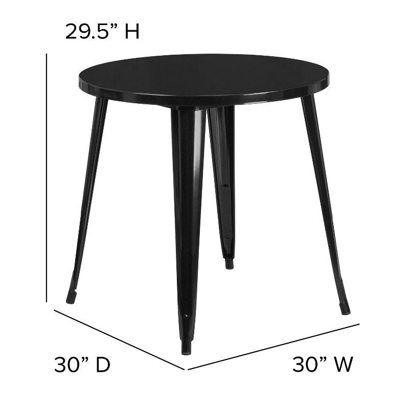 Flash Furniture Commercial Grade 30" Round Black Metal Indoor-Outdoor Table
