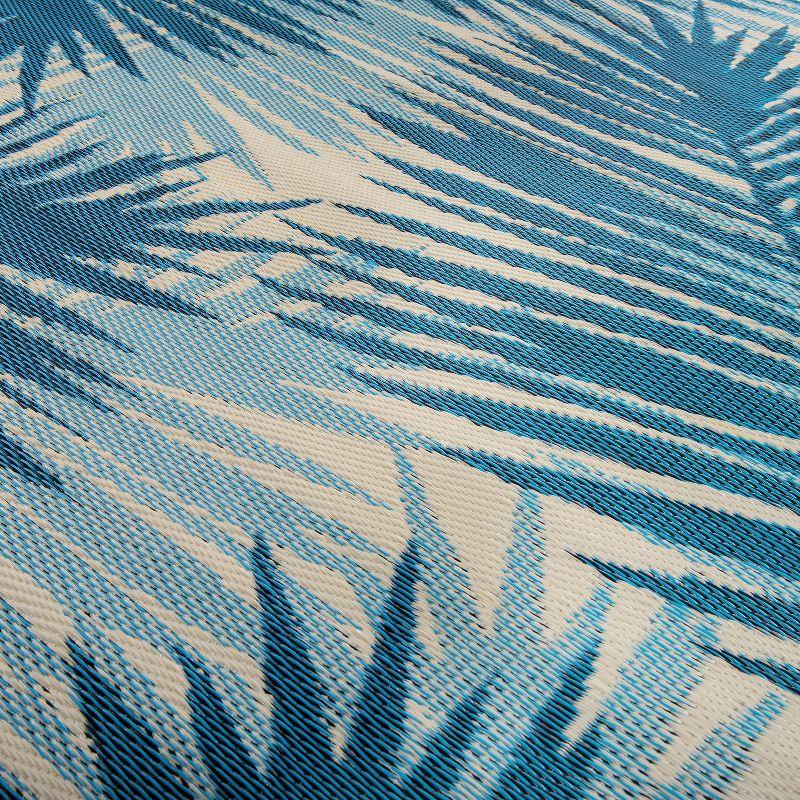 Blue Tropical Floral Reversible Synthetic Indoor/Outdoor Rug 3' x 5'