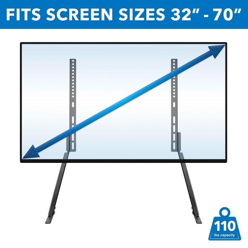 Mount-It! Height Adjustable Tabletop TV Stand Base with Tilt Function | Fits Most 32 to 70 Inch TVs