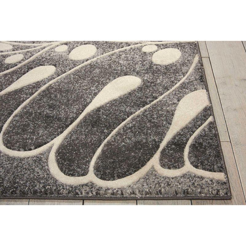 Gray Floral Synthetic 9' x 12' Handmade Area Rug