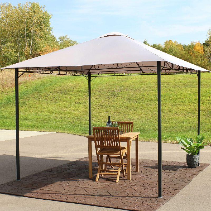 Gray 10' x 10' Steel Gazebo with Weather-Resistant Polyester Top