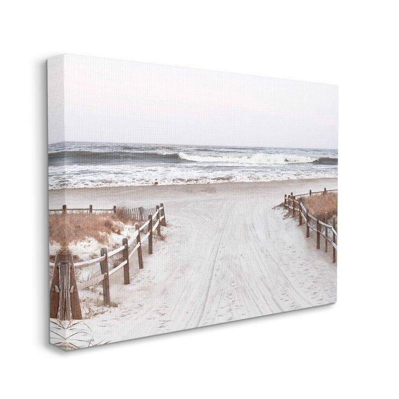 Stupell Industries Beach Waves Foggy Horizon Gallery Wrapped Canvas Wall Art