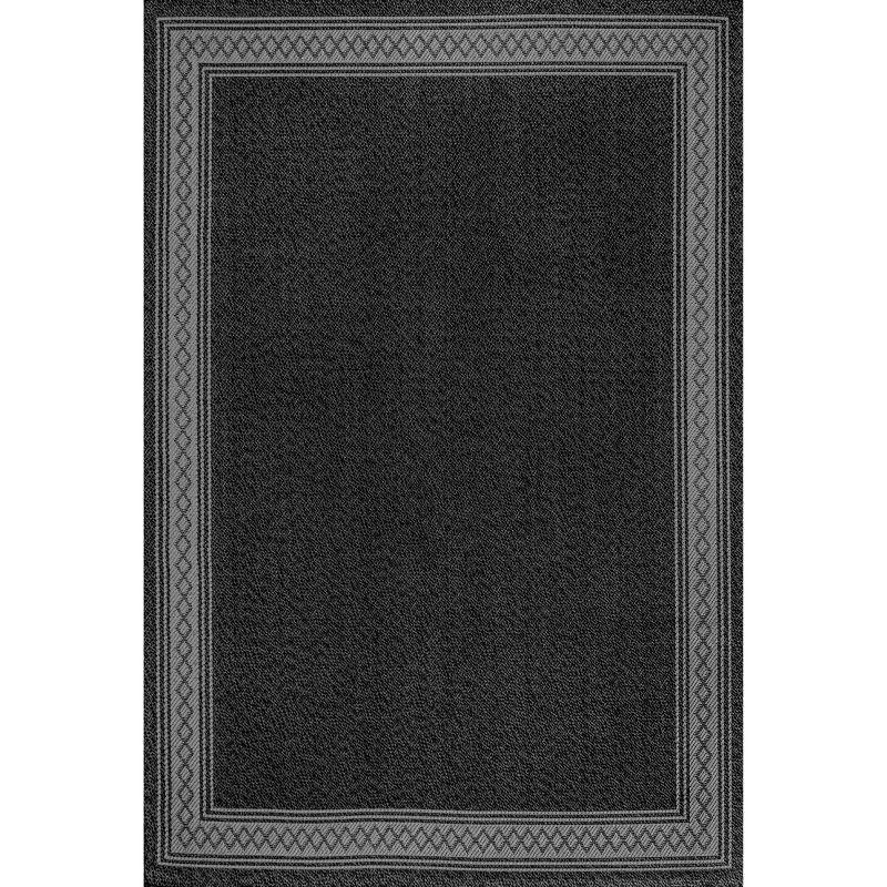 8' x 10' Lucia Classic Diamond Border Indoor/Outdoor Area Rug, Black/Gray - JONATHAN Y