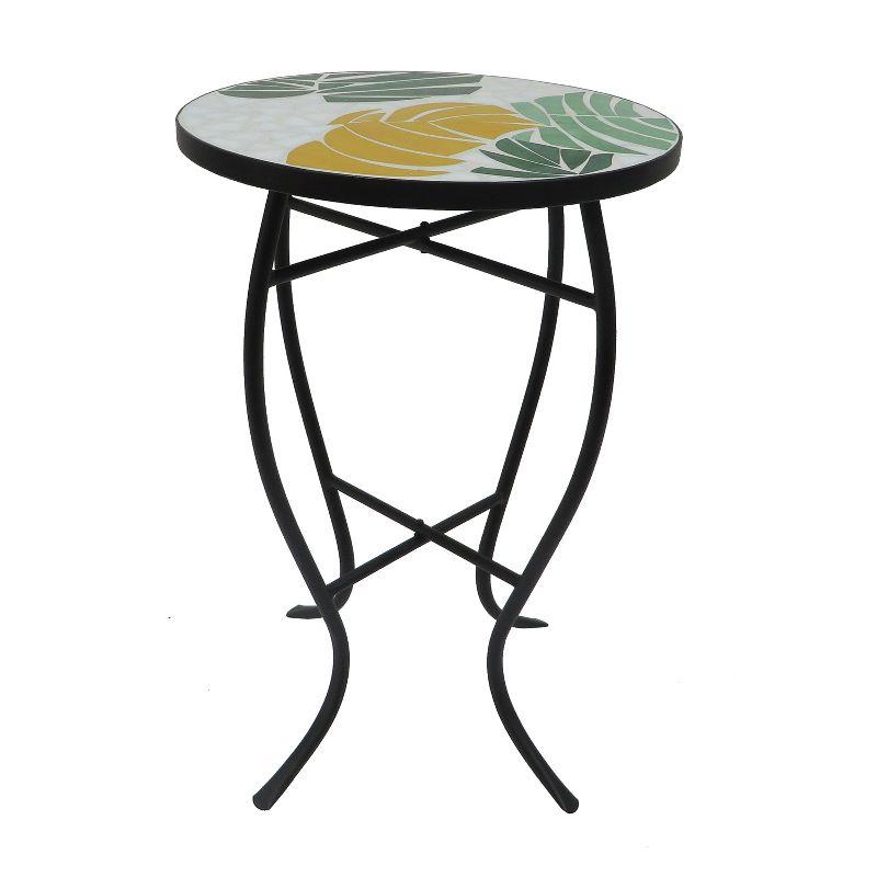 Multi-Color Mosaic Glass and Iron Outdoor Accent Table