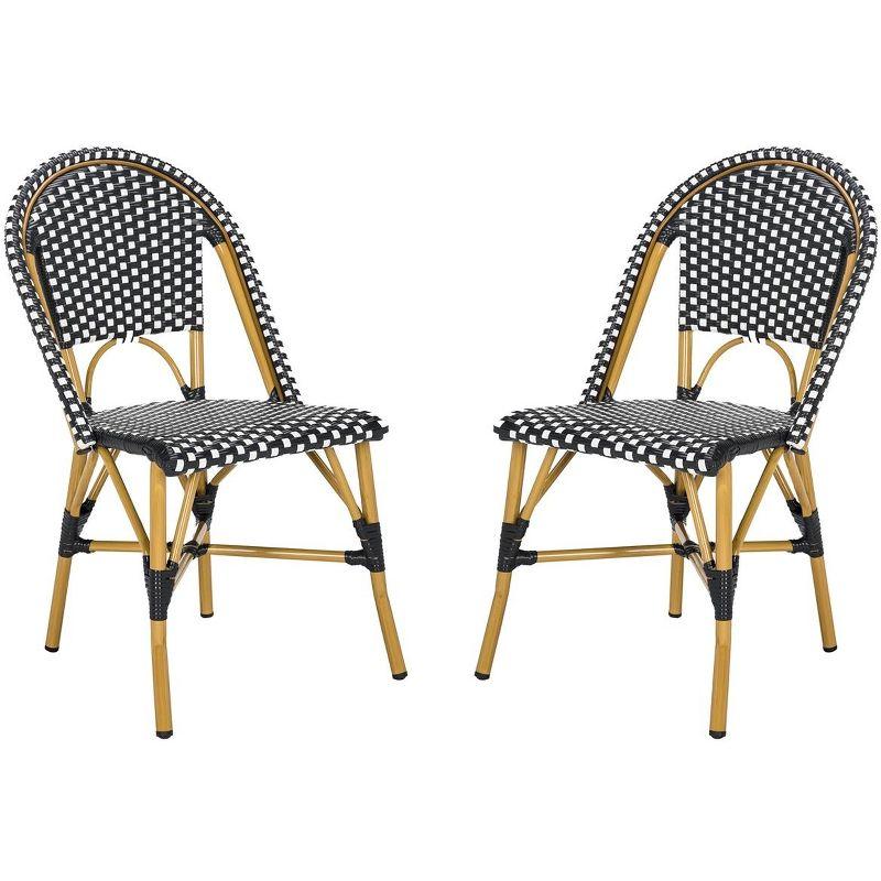 Salcha Side Chair (Set Of 2) - Indoor/Outdoor - FOX5210 - Black/White - Safavieh