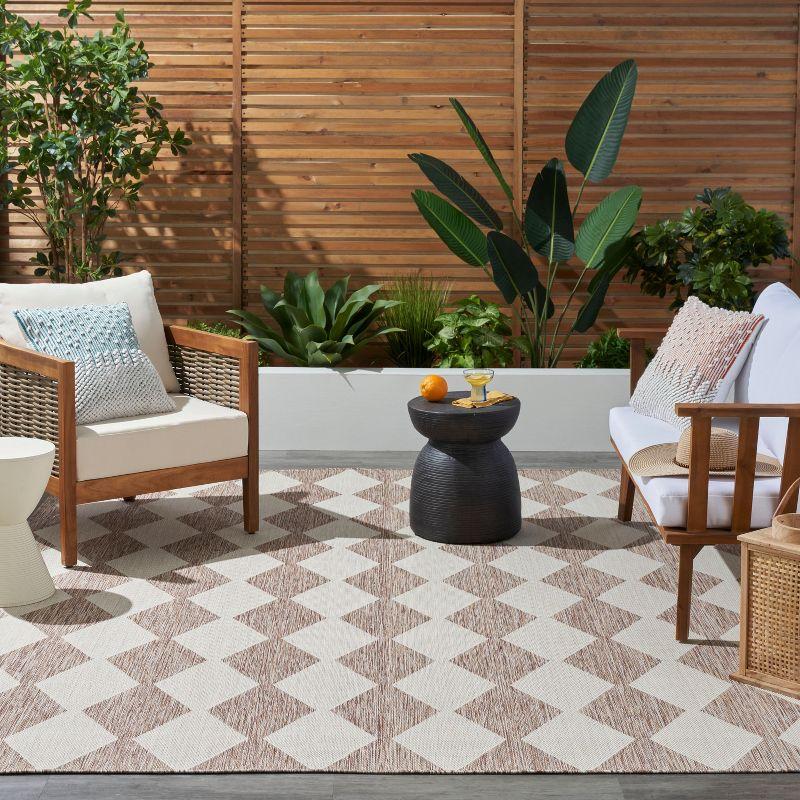 Nourison Positano 8' x 10' Beige Diamond Modern Flatweave Indoor/Outdoor Rug