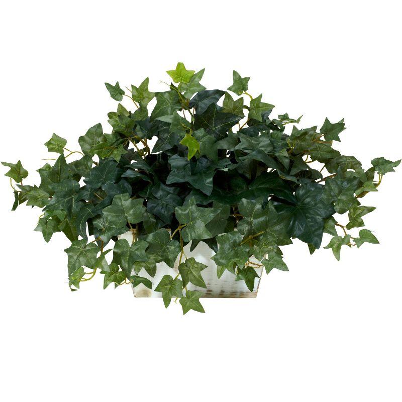 Nearly Natural Ivy with White Wash Planter Silk Plant