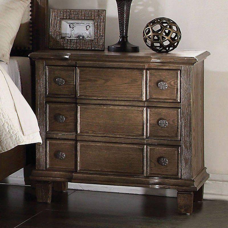 Acme Furniture 22" Baudouin Nightstand Weathered Oak : Bedroom Side Table with Storage, Wood & Veneer