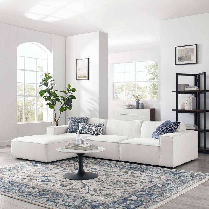 4pc Restore Sectional Sofa White - Modway: Modular, Upholstered, Wood Frame, Modern Style