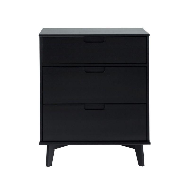George Oliver Mid-Century Modern Solid Wood 3-Drawer Dresser – Black