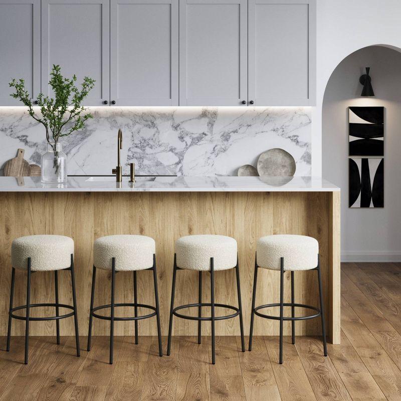 Upholstered Counter Stool with Metal Frame
