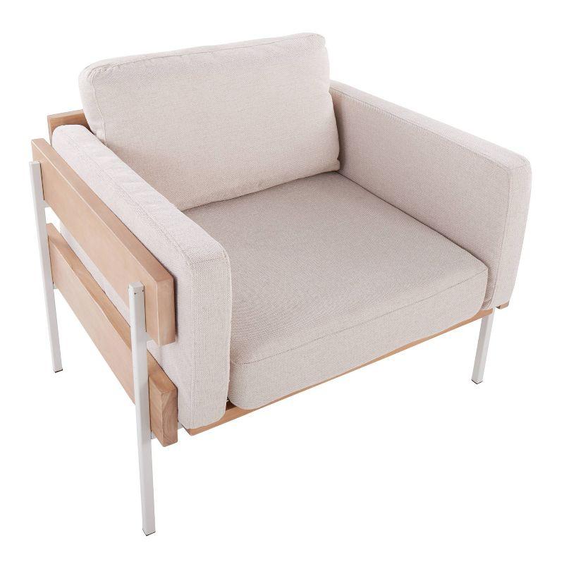 Kari Accent Chair White/Natural/Cream - LumiSource: Upholstered Polyester, Steel Frame, Removable Cushions