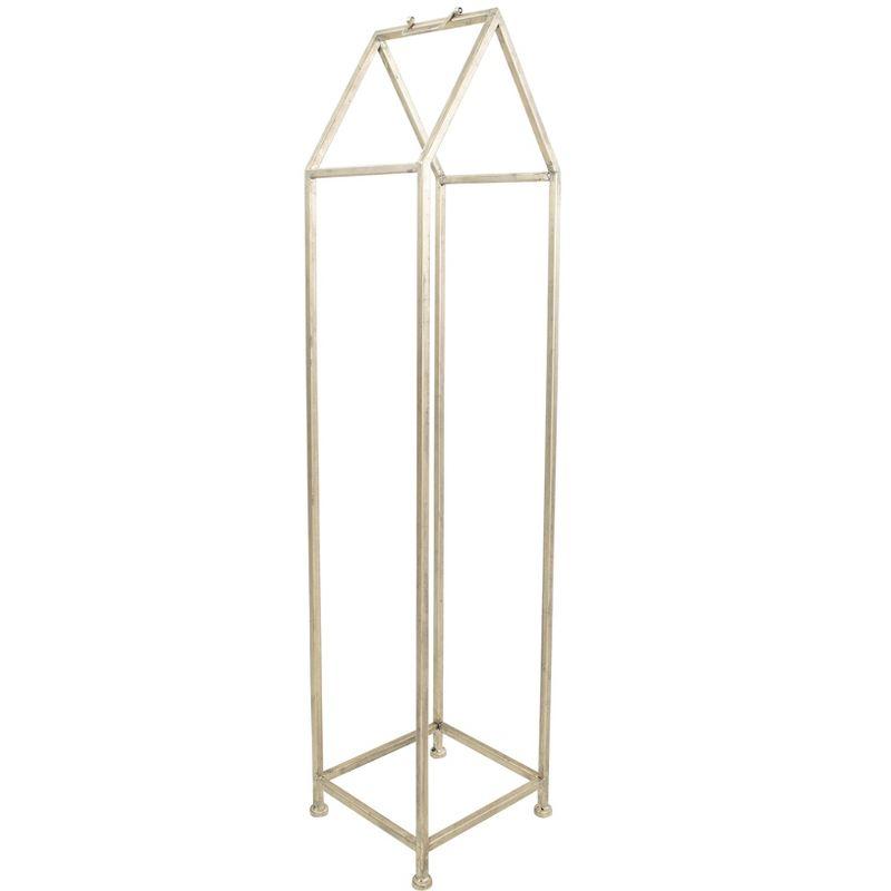 Storied Home Metal House Shaped Fire Wood Holder with Handle, Nickel