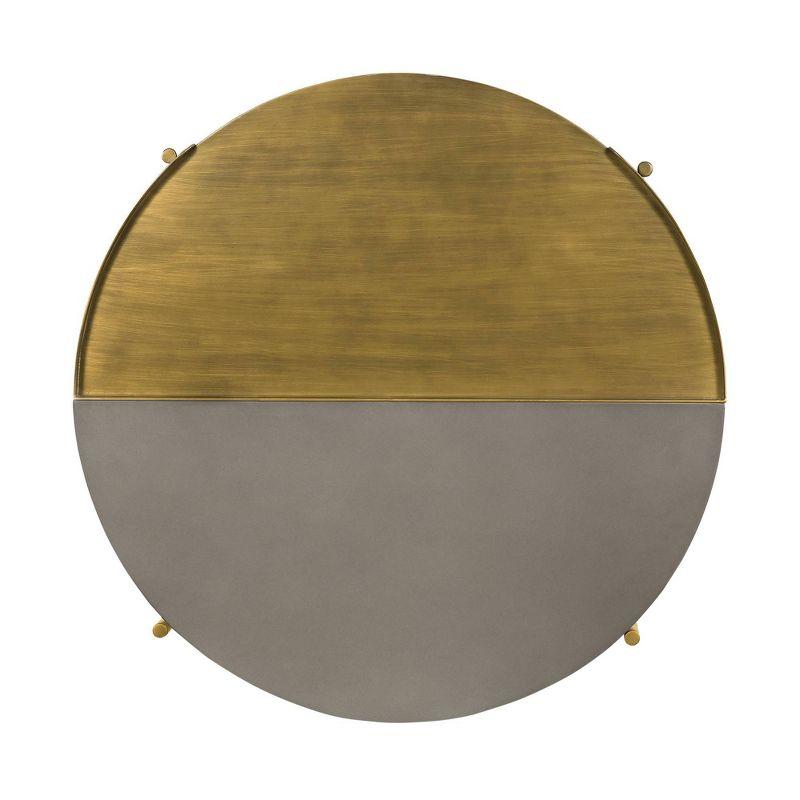 Round Gold and Gray Metal Contemporary Coffee Table