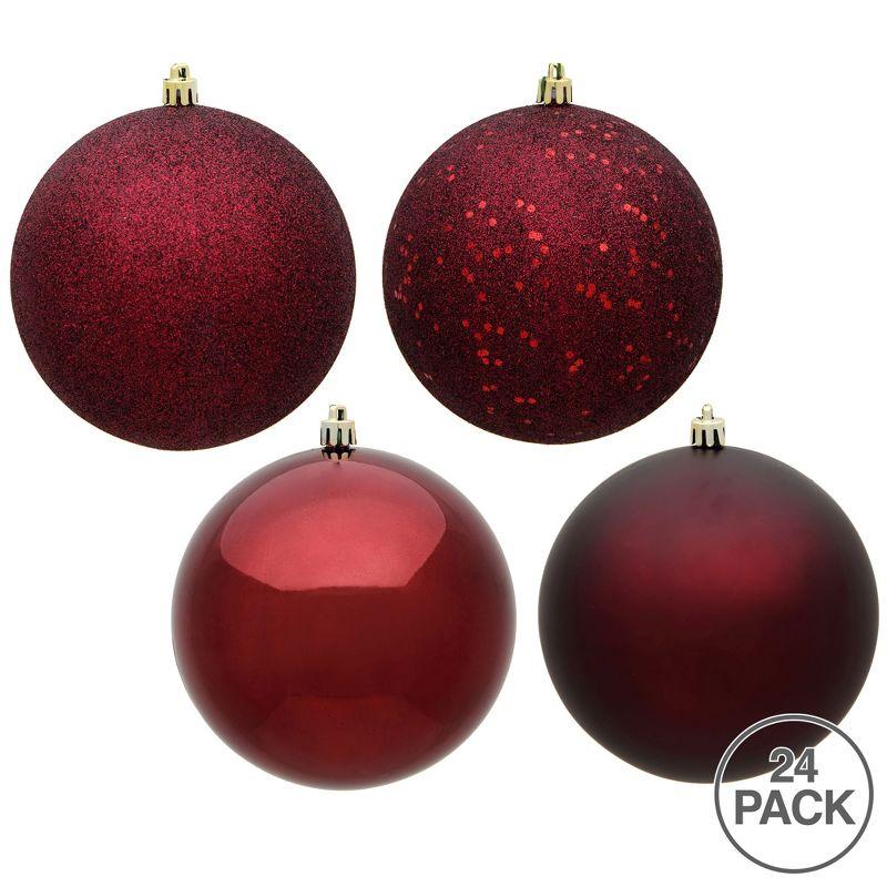 Vickerman 2.4" Burgundy 4-Finish Ball Ornament Assortment, 24 per Box